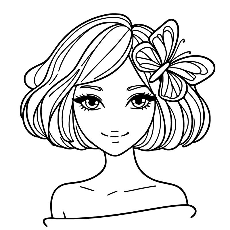 woman with butterfly short hair