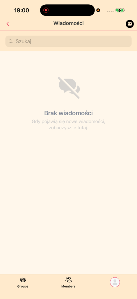 PsiaPsi - Empty messages screen in the PsiaPsi pet community app
