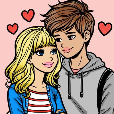 teenage couple in love