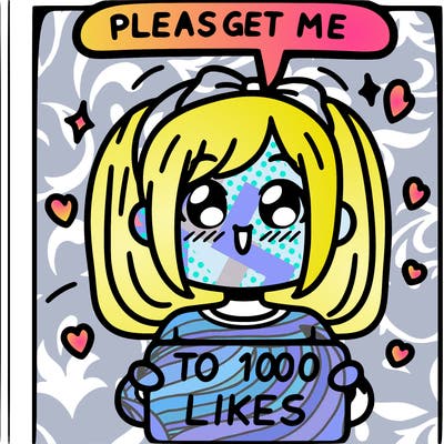 a girl saying please get me to 100 likes