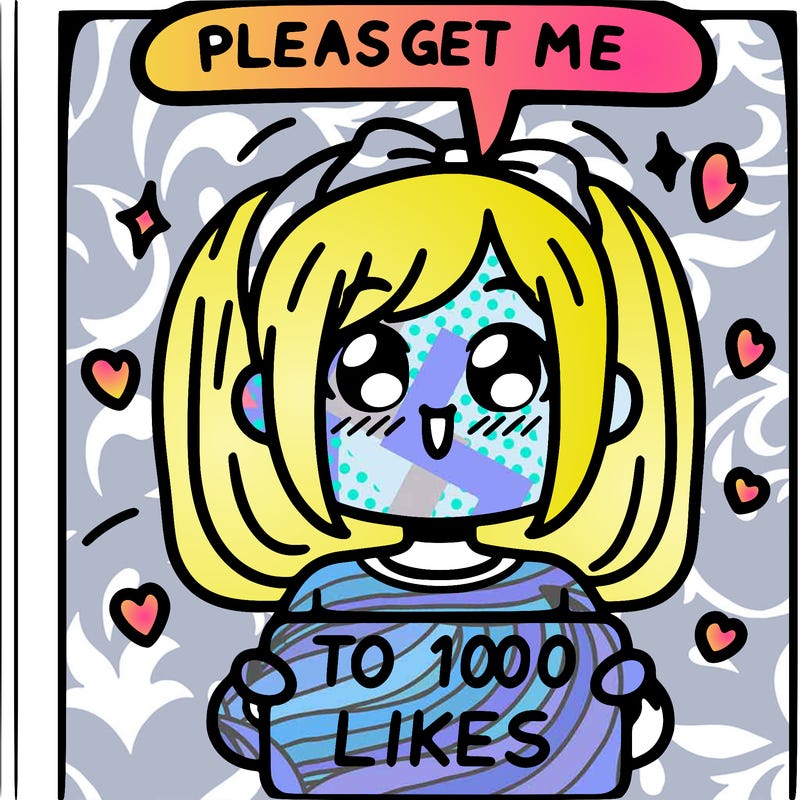 a girl saying please get me to 100 likes