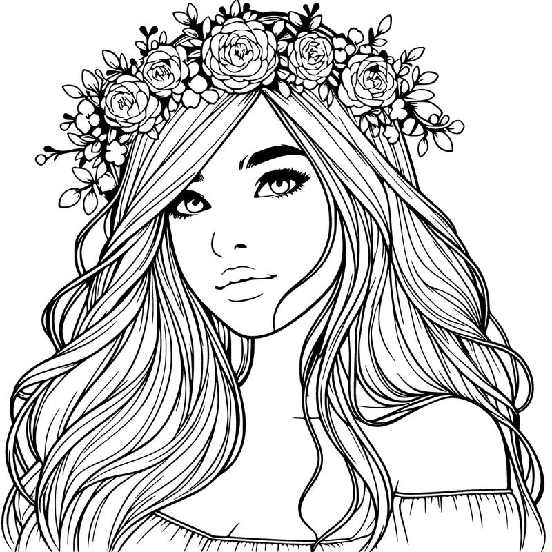 realistic girl with flower crown