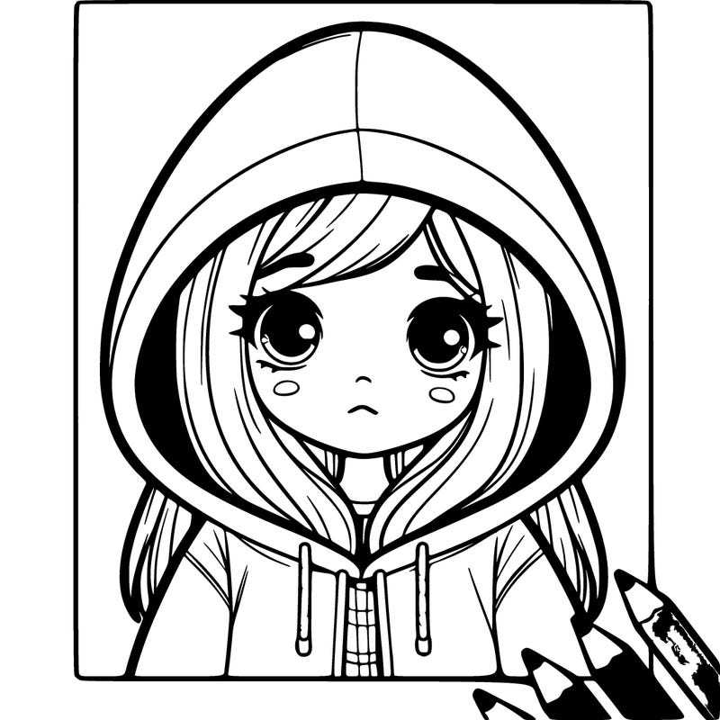 girl with big hoodie