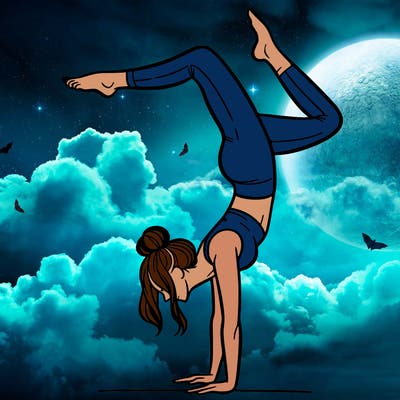 a woman doing a handstand