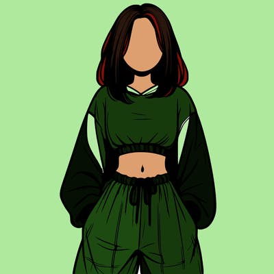 realistic girl faceless with baggy pants and a crop top