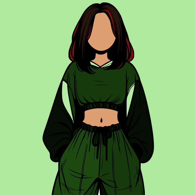 realistic girl faceless with baggy pants and a crop top