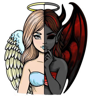 realistic angel half demon