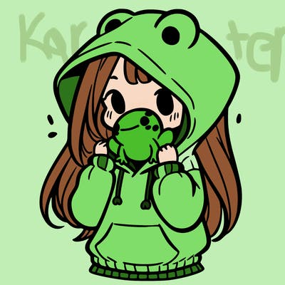 a girl holding a froggy hoodie