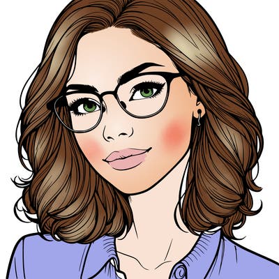 realistic woman with glasses