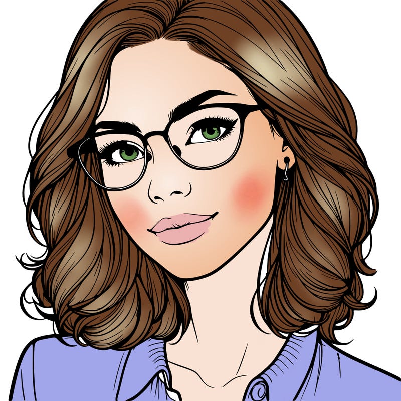 realistic woman with glasses