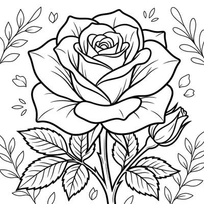 Delight your little one with this charming Hybrid Tea rose coloring page, specially designed for toddlers. Its ultra-thick lines and simple forms make it perfect for developing early coloring skills.