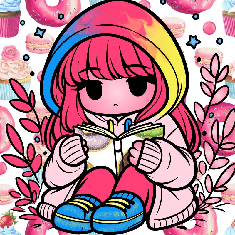 girl in oversized hoodie reading a book