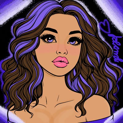 realistic girl with wavy hair and lips