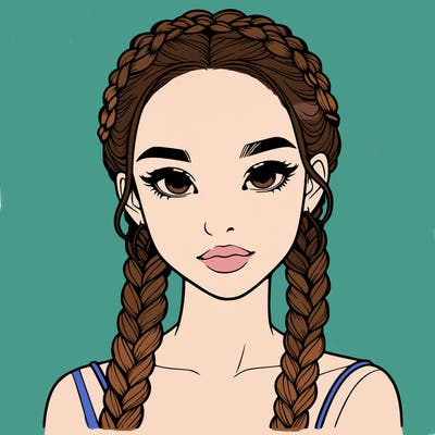 realistic girl with braids