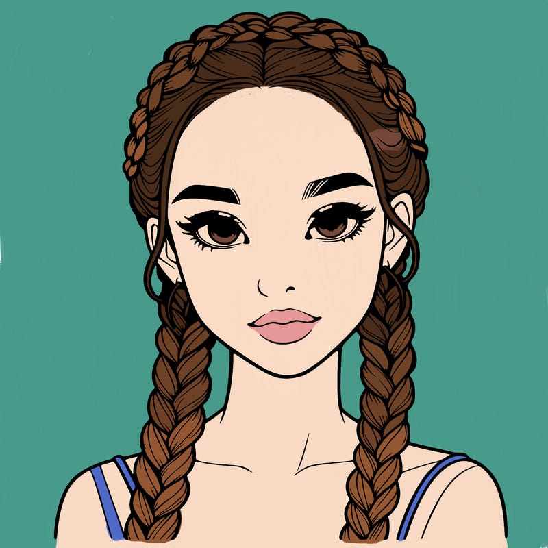 realistic girl with braids