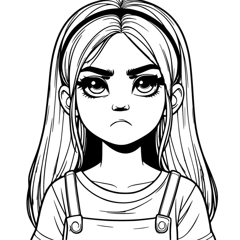 realistic girl with annoyed expression