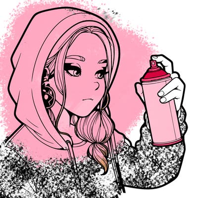 a realistic girl, spray painting