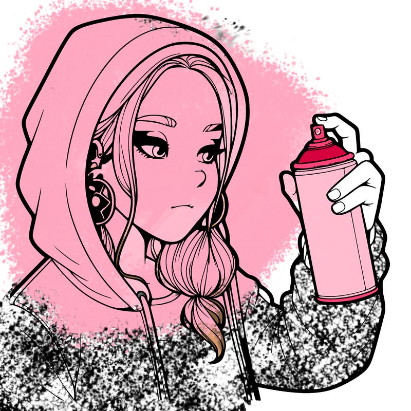 a realistic girl, spray painting