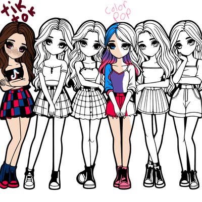 a group of girls realistic