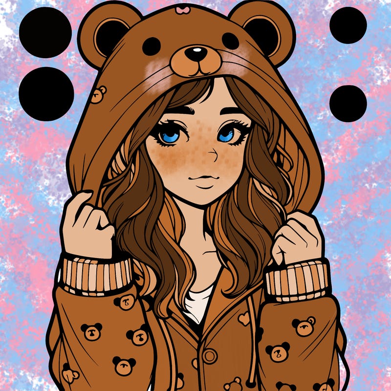 realistic girl in a animal pjs hoodie