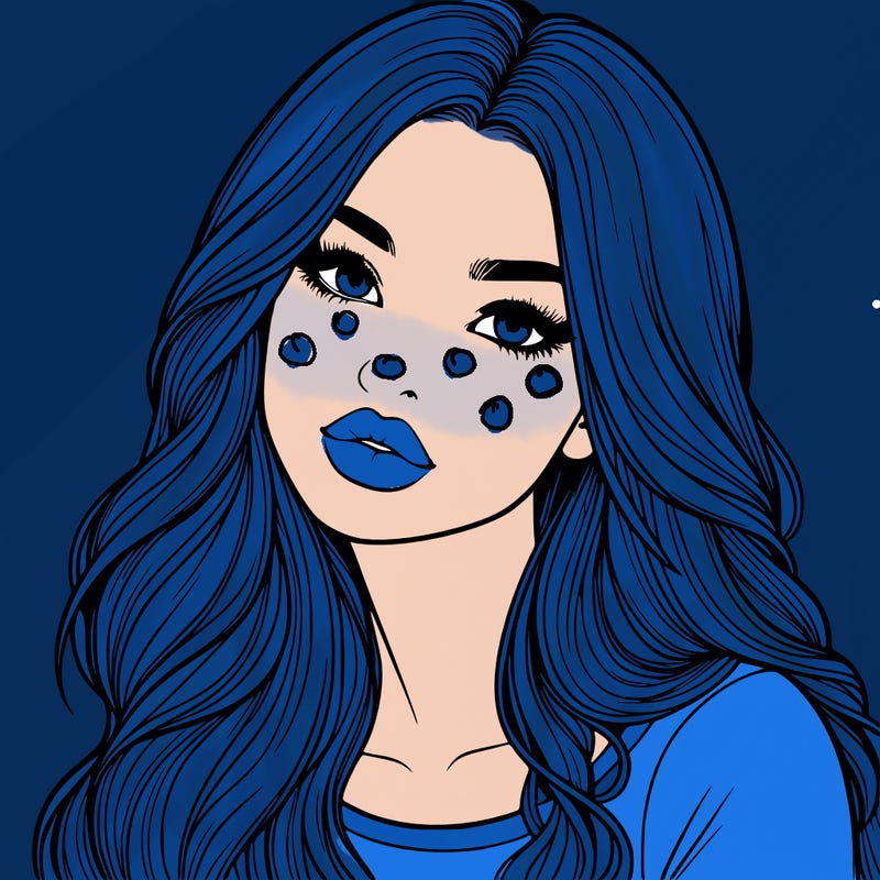 realistic girl with hair on her hair and lips