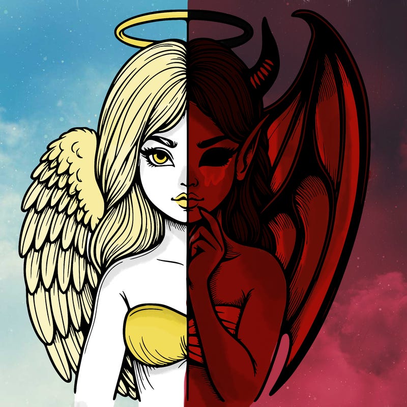 realistic angel half demon