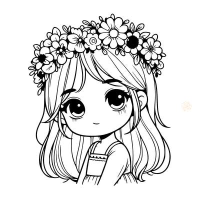 realistic little girl with flower crown