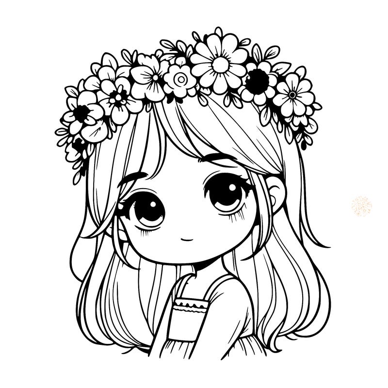realistic little girl with flower crown
