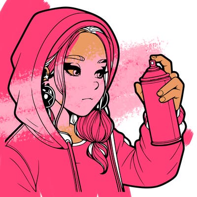 a realistic girl, spray painting