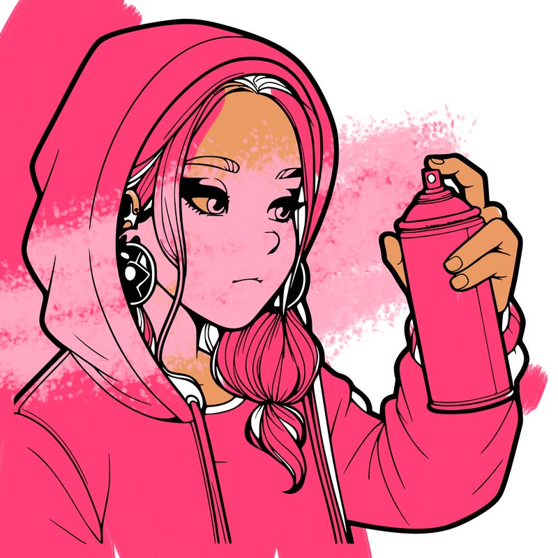 a realistic girl, spray painting