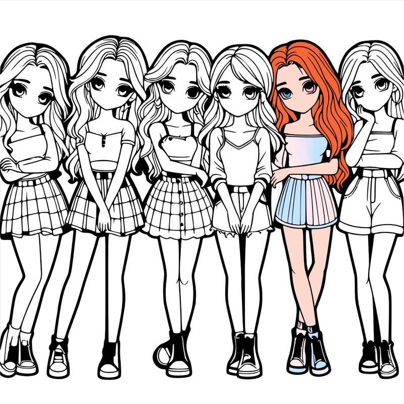 a group of girls realistic