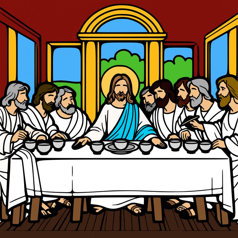 jesus shares the last supper with twelve apostles