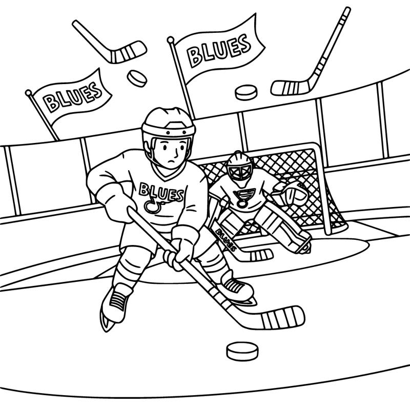 easy hockey coloring, blues