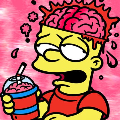 bart with a slushy and brain freeze