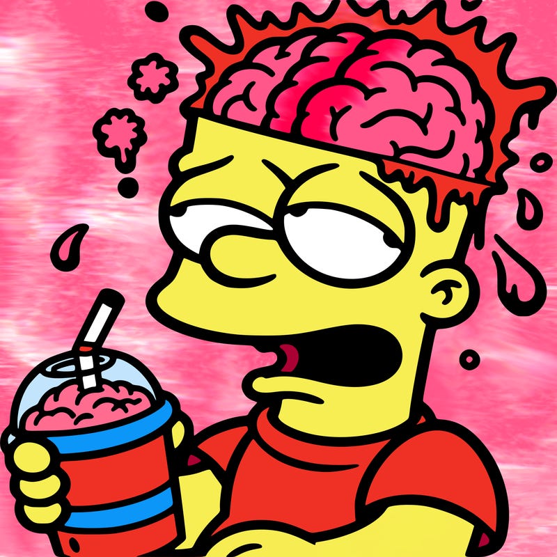 bart with a slushy and brain freeze