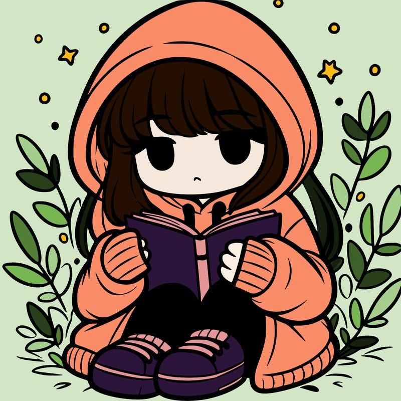 girl in oversized hoodie reading a book