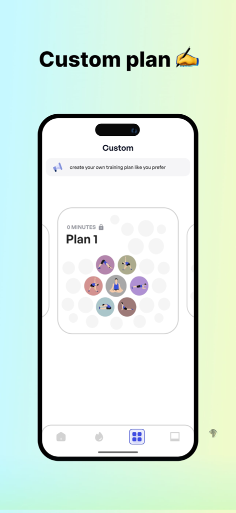 Jawline Exercises and Mewing - カスタム顎のラインと顔ヨガトレーニングプランを作成するためのモバイルアプリインターフェース