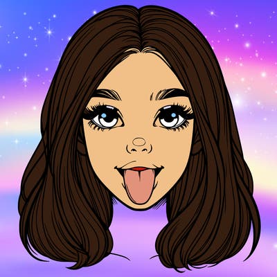 realistic girl with her tongue out