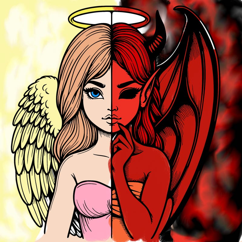 realistic angel half demon