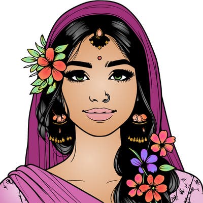 realistic girl with flowers