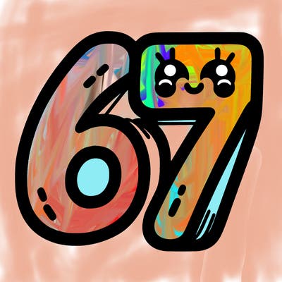 the numbers 67