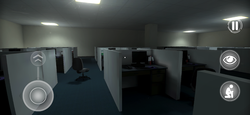 Screenshot of the abandoned office level in Backrooms The Endless City mobile game