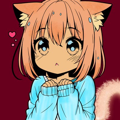 shy anime catgirl