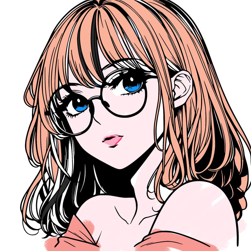 manga woman character with glasses and nice lips