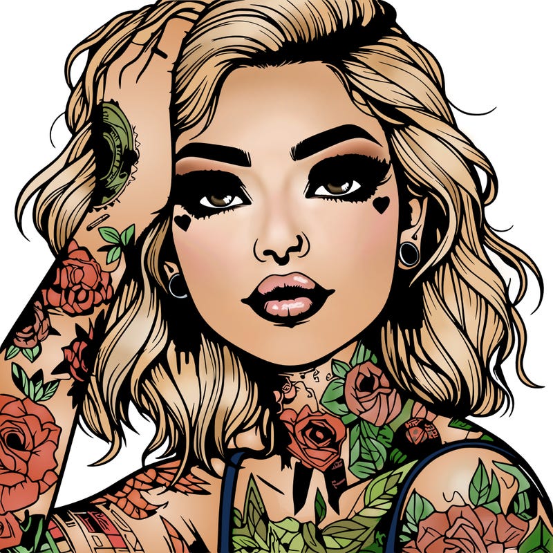 realistic girl with tattoos all over