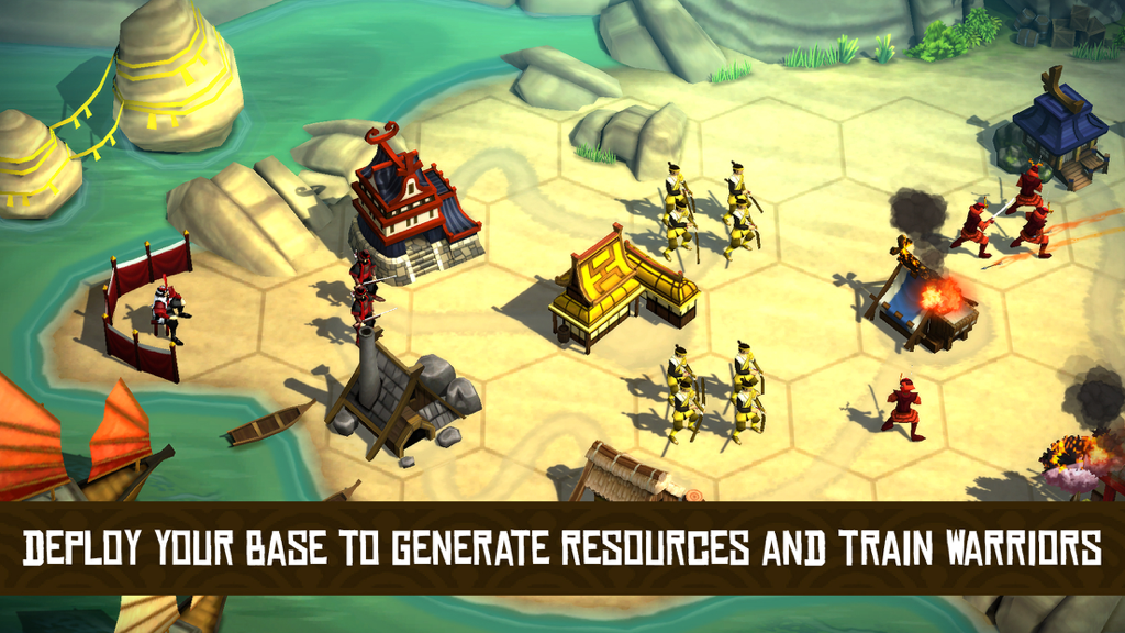 Base construction and unit management on a hexagonal grid in Medieval Japan.