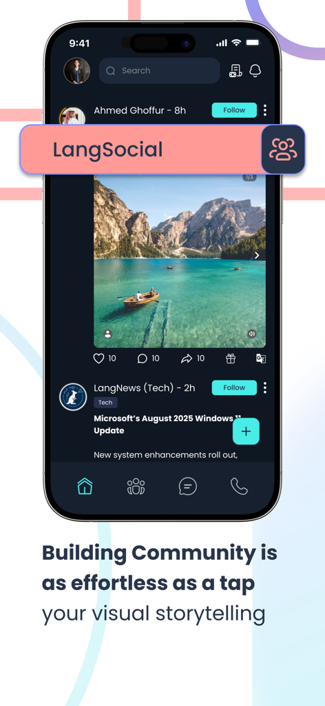 Langaroo plus app social feed showing global visual storytelling and community interaction