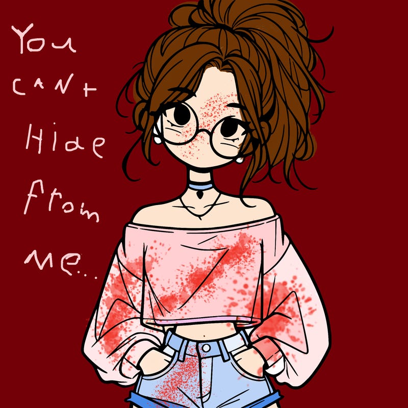 girl with a messy ponytail glasses a baggy crop top and jean shorts