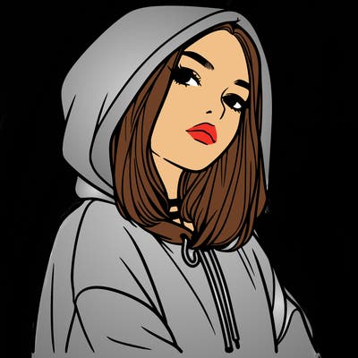 a realistic girl in a hoodie