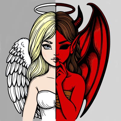 realistic angel half demon